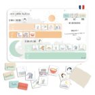 Kit complet Ma petite routine de l’Atelier Gigogne avec tableau magnétique, magnets émotions, jours, mois et pochon en coton.