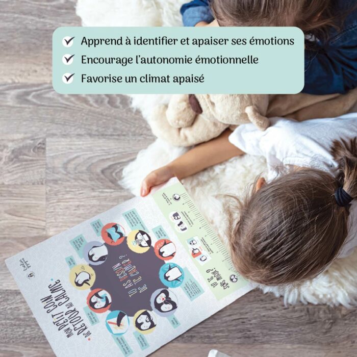 Enfant utilisant une affiche des émotions pour apprendre à se calmer et gérer ses émotions.