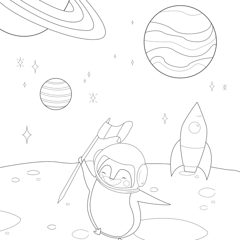 coloriage enfant Augustin astronaute