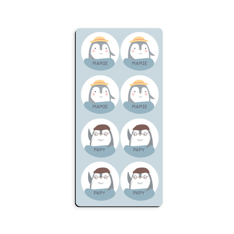 Magnets papy et mamie bleu tableau magnétique enfant autonomie organisation