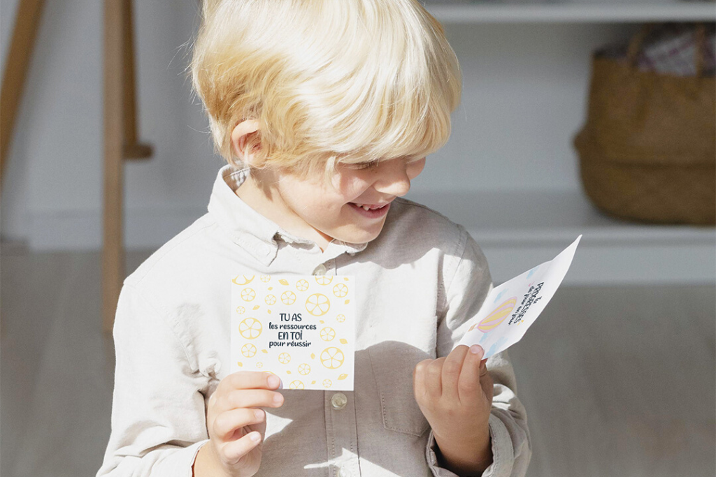 Cartes mots doux encouragements enfant soutien apprentissage