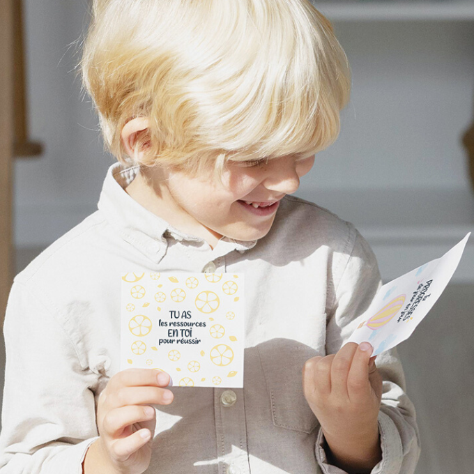 Cartes mots doux encouragements enfant soutien apprentissage