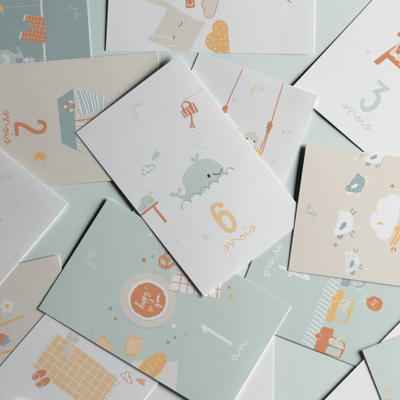 cartes étapes mes premiers mois cadeau de naissance photo souvenir bébé