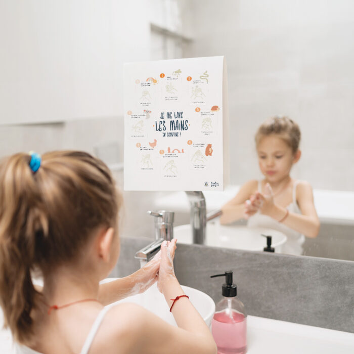 poster affiche apprendre lavage mains hygiène routine enfant