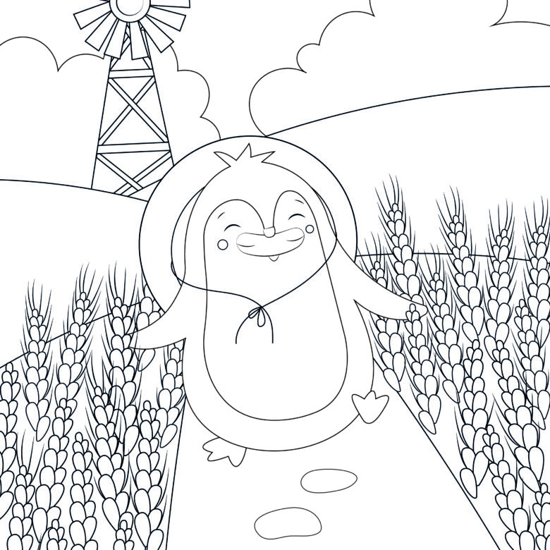 coloriage enfant augustin dans les champs