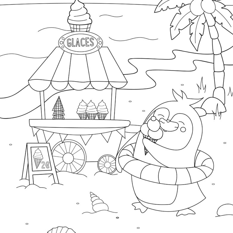 coloriage enfant augustin en vacances