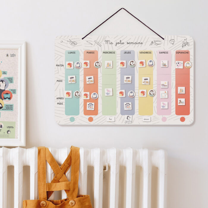 semainier ma jolie semaine autonomie enfant tableau magnétique organisation notion du temps repérage