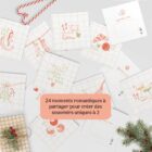 cartes du calendrier de l’avent couple atelier gigogne présentées dans une ambiance noël, 24 défis romantiques à partager en amoureux