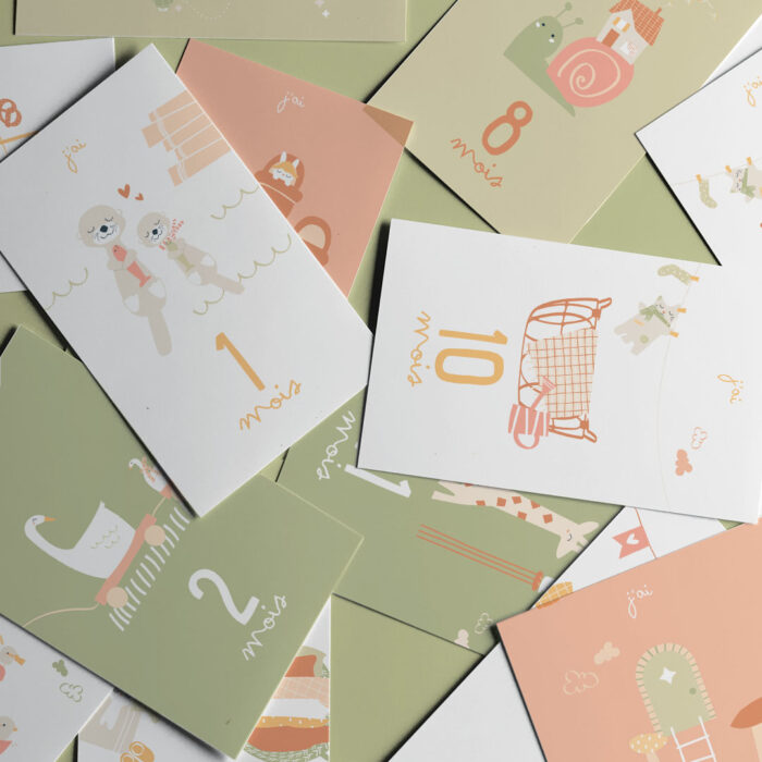 produit cartes étapes instants magiques vertes, blanches et roses
