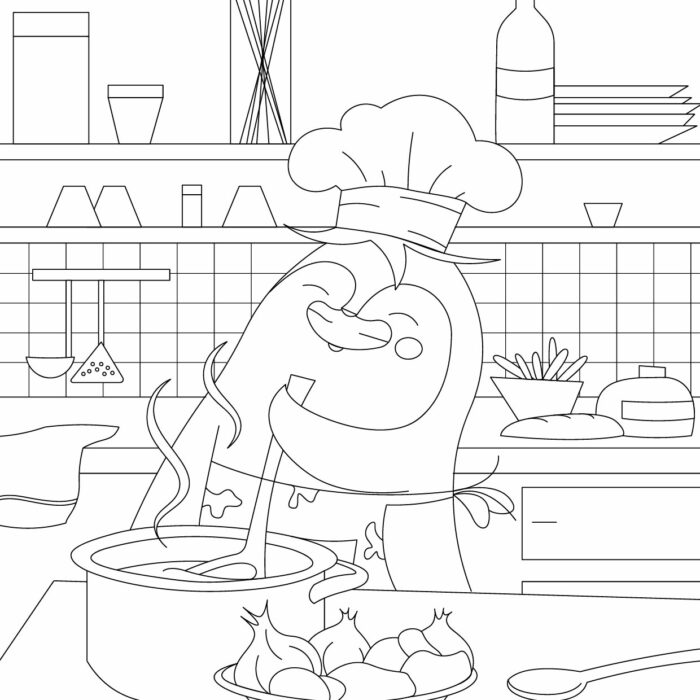 Coloriage métier augustin cuisinier