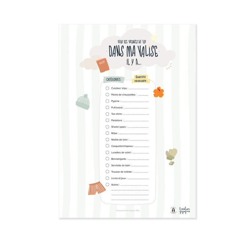 Liste pour préparer sa valise