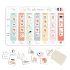 Kit complet Ma jolie semaine avec semainier magnétique, magnets et pochon en coton, fabrication française.