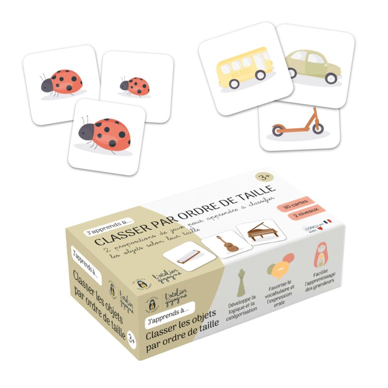 Jeu éducatif Classer les objets par ordre de taille – dès 3 ans
