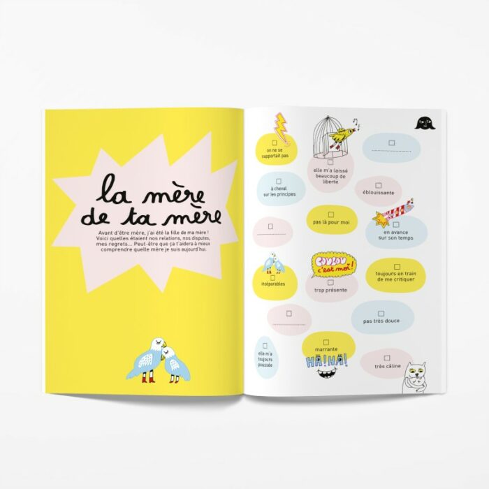 Page intérieure d’un livre mère fille à remplir, souvenirs d’enfance et relation mère fille, idée cadeau émotionnelle.