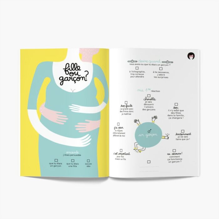 Pages intérieures du livret mère fils pour échanger sur la naissance et les émotions