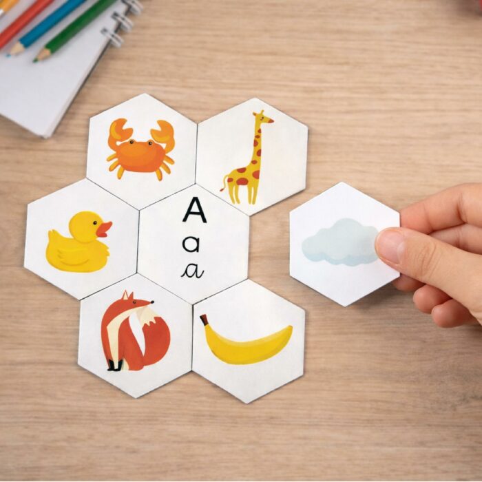 Tuiles illustrées du jeu de phonologie voyelles La Ruche des sons